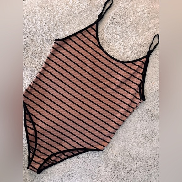 Forever 21 brown and black striped tank bodysuit, size L - Picture 3 of 7